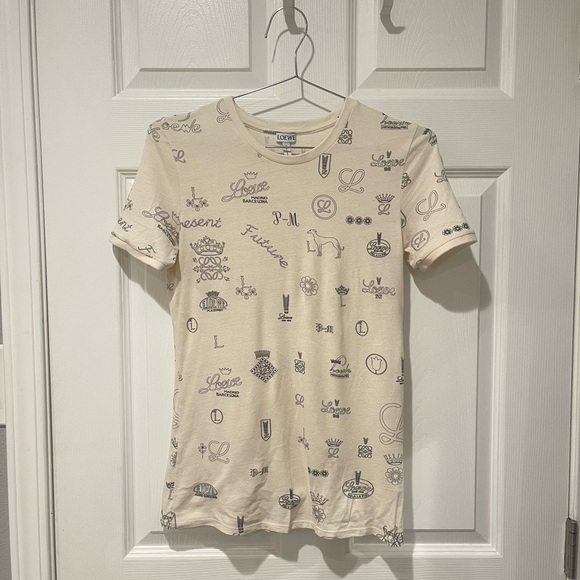 Loewe Tops - Loewe Beige Graphic Short Sleeve Tee